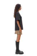 T-shirt Black Heavy Cotton Drop Shoulder Heart Ganni