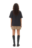 T-shirt Black Heavy Cotton Drop Shoulder Heart Ganni