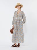 Printed silk dress - LIGHT BLUE