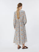 Printed silk dress - LIGHT BLUE
