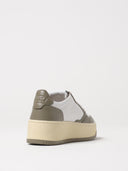 BASKET MEDALIST PLATFORM EN CUIR BLANC ET MILITARY