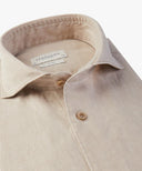 Beige garment washed linen shirt Profuomo