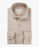 Beige garment washed linen shirt Profuomo