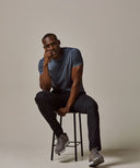 Blue cotton-linen crewneck Profuomo