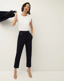 RENZO PANT veronica beard navy boutons or