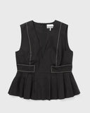 Stretch Cotton V-neck Pocket Blouse