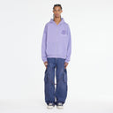 Sweat à capuche zippé à motif de fleurs violettes