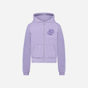 Sweat à capuche zippé à motif de fleurs violettes