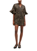 Robe courte à volants métallique cloquée