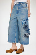 Jean baggy court en denim rigide