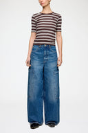 Jean cargo ample en denim rigide