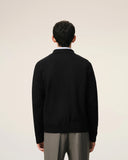 Black Wool Shirt Collar Ami De Coeur Cardigan