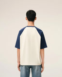 White And Blue Cotton Ami De Coeur Knitted Patch T-shirt