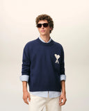 Blue Wool And Cotton Crewneck Ami De Coeur Sweater