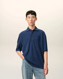 Blue Cotton Ami De Coeur Knitted Patch Polo