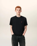 Black Cotton Red Ami De Coeur Tshirt