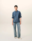 Chemise AMI de coeur à col boutonné en denim indigo délavé léger