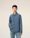 Chemise AMI de coeur à col boutonné en denim indigo délavé léger