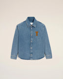Surchemise Bleu Ami De Coeur En Crochet en Coton Surchemise en denim indigo délavé