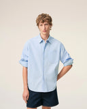 Blue Cotton Long Sleeve Ami De Coeur Boxy Shirt