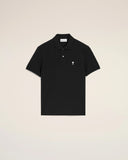 Black Cotton Short Sleeves Ami De Coeur Polo Shirt