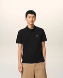 Black Cotton Short Sleeves Ami De Coeur Polo Shirt