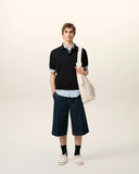 Black Wool Short Sleeves Ami De Coeur Polo