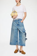 Jean baggy court en denim rigide