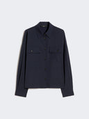 Veste raccourcie en toile de laine - Bleu