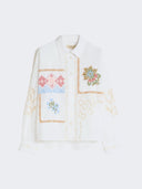 Chemise en coton avec dentelle et broderies - Blanc