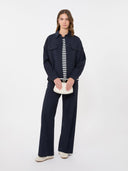 Veste raccourcie en toile de laine - Bleu