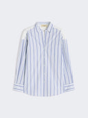 Chemise en coton à rayures et dentelle Sangallo - Bleu