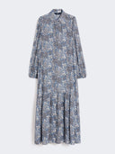 Robe-chemise en voile à motif - Bleu