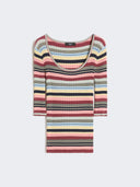 Pull côtelé en fil de viscose stretch - Multicolore