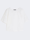 Haut en popeline de coton avec broderies - Blanc