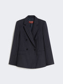Blazer à double boutonnage en laine à fines rayures - Bleu
