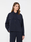 Veste raccourcie en toile de laine - Bleu