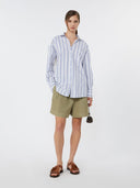 Chemise en coton à rayures et dentelle Sangallo - Bleu