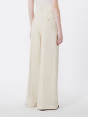 Pantalon jambe large en viscose et lin - Beige