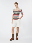 Pull côtelé en fil de viscose stretch - Multicolore