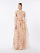 Robe en organza de soie imprimée - Poudre