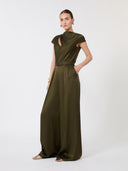 Combinaison en envers satin - Vert mousse