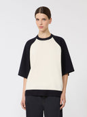 Pull boxy en viscose stretch - Blanc bleu