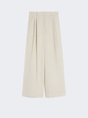 Pantalon jambe large en viscose et lin - Beige