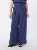 Pantalon large en popeline de coton - Bleu