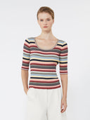 Pull côtelé en fil de viscose stretch - Multicolore