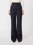 Pantalon en laine à fines rayures - Bleu