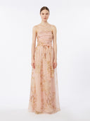 Robe en organza de soie imprimée - Poudre