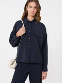 Veste raccourcie en toile de laine - Bleu