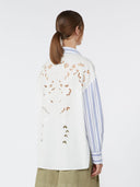 Chemise en coton à rayures et dentelle Sangallo - Bleu